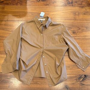 Free People Sabine Articulated shirt. Toffee brown, small.